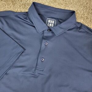 NVR LND Mens XL Solid Navy Performance Stretch Golf Polo Short Sleeve